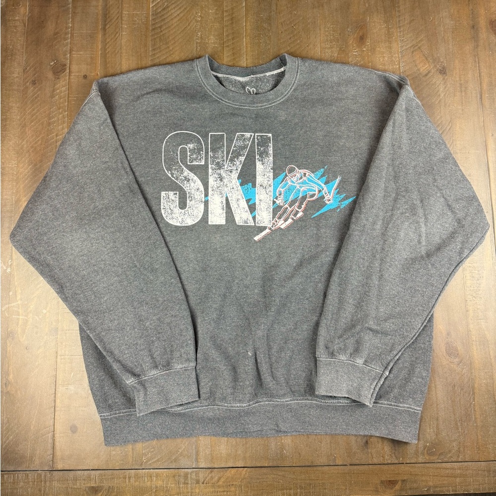 Full Tilt Gray “SKI” Crewneck Sweater